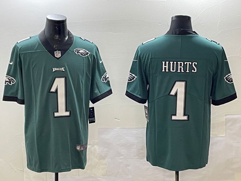 Men Philadelphia Eagles #1 Hurts Green 2025 Nike Vapor Limited NFL Jersey style 4->detroit tigers->MLB Jersey